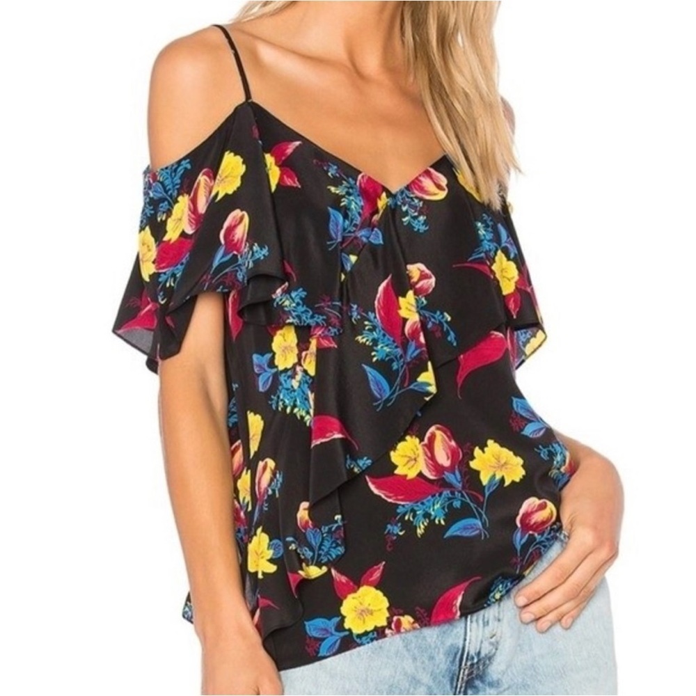 DIANE VON FURSTENBERG Vintage Womens Pure Silk Floral Print Blouse- Sz Large
